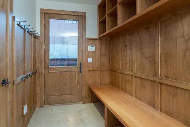 a bathroom with a tub and shower