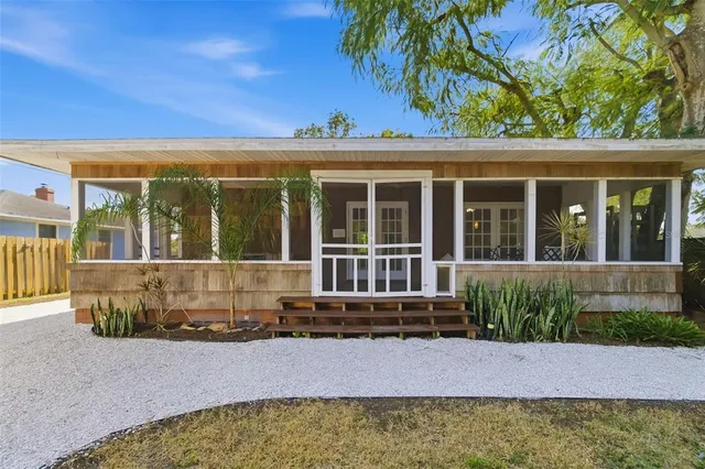 a view of backyard of house