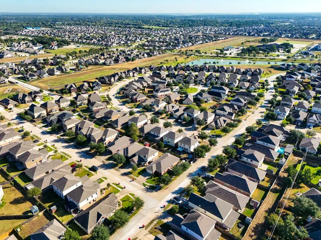 an aerial view of multiple house