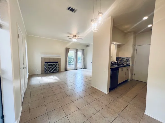 a view of kitchen and windows