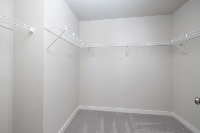 a view of an empty walk in closet