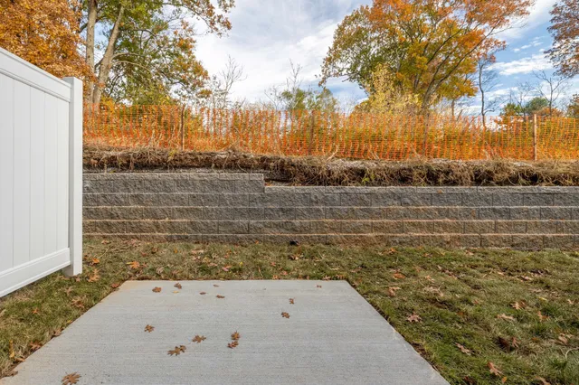 a view of a bathroom with large trees