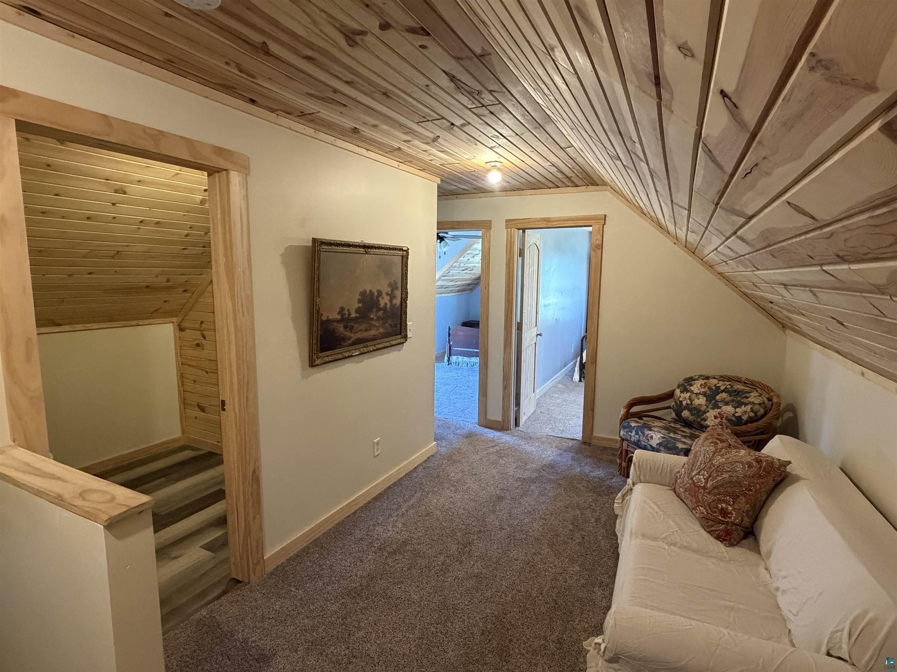 5274 Marble Lake Road Two Harbors, MN 55616 - Photo 39 of 79 Sloped wood-paneled ceiling with recessed lighting