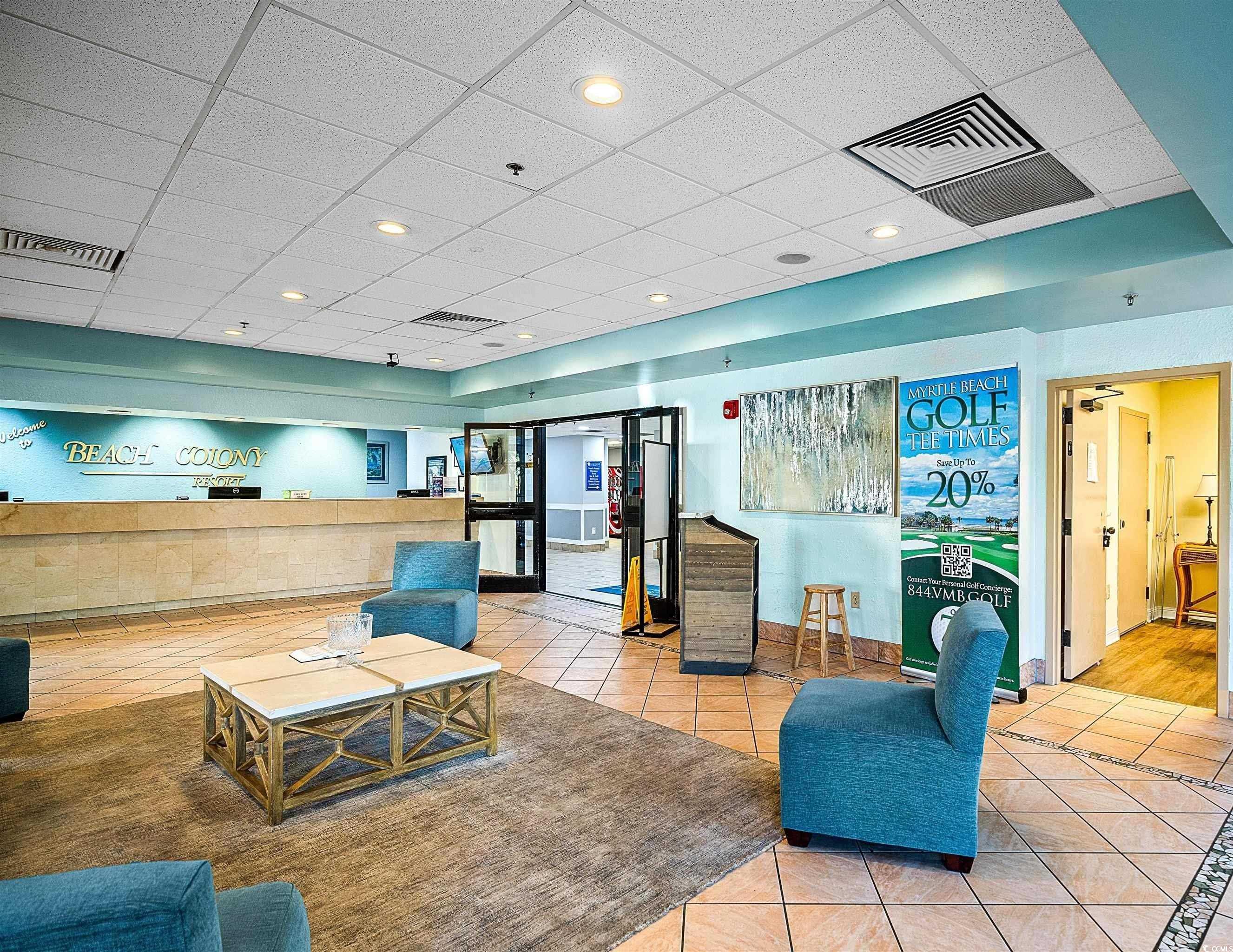 5308 North Ocean Boulevard, Unit 2006 Myrtle Beach, SC 29577 - Photo 31 of 37 Community lobby featuring a drop ceiling and recessed lighting