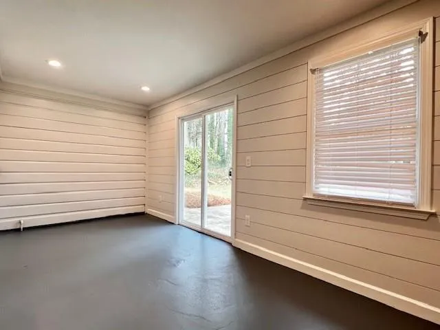 a view of a room with a window