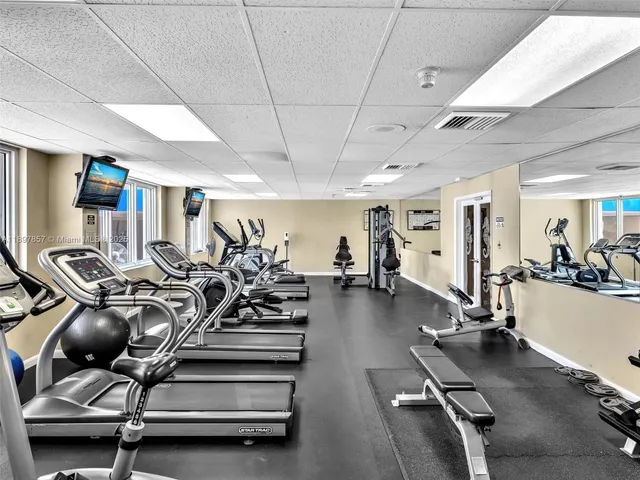 a view of a room with gym equipment