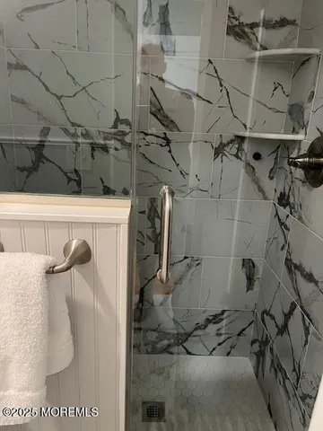 a utility room with a shower