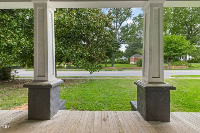 a view of a bench in the garden