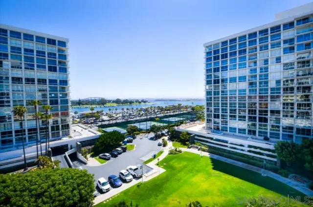 a view of a city with tall buildings