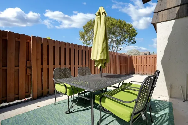 a view of outdoor space with furniture
