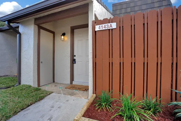 a view of a wooden door