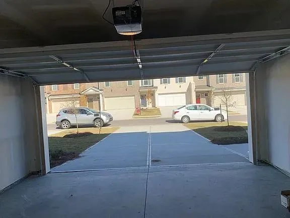 a living room with a large window