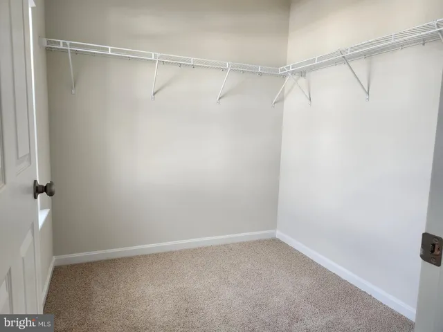 a view of an empty walk in closet
