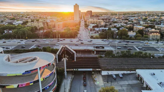 an aerial view of a city