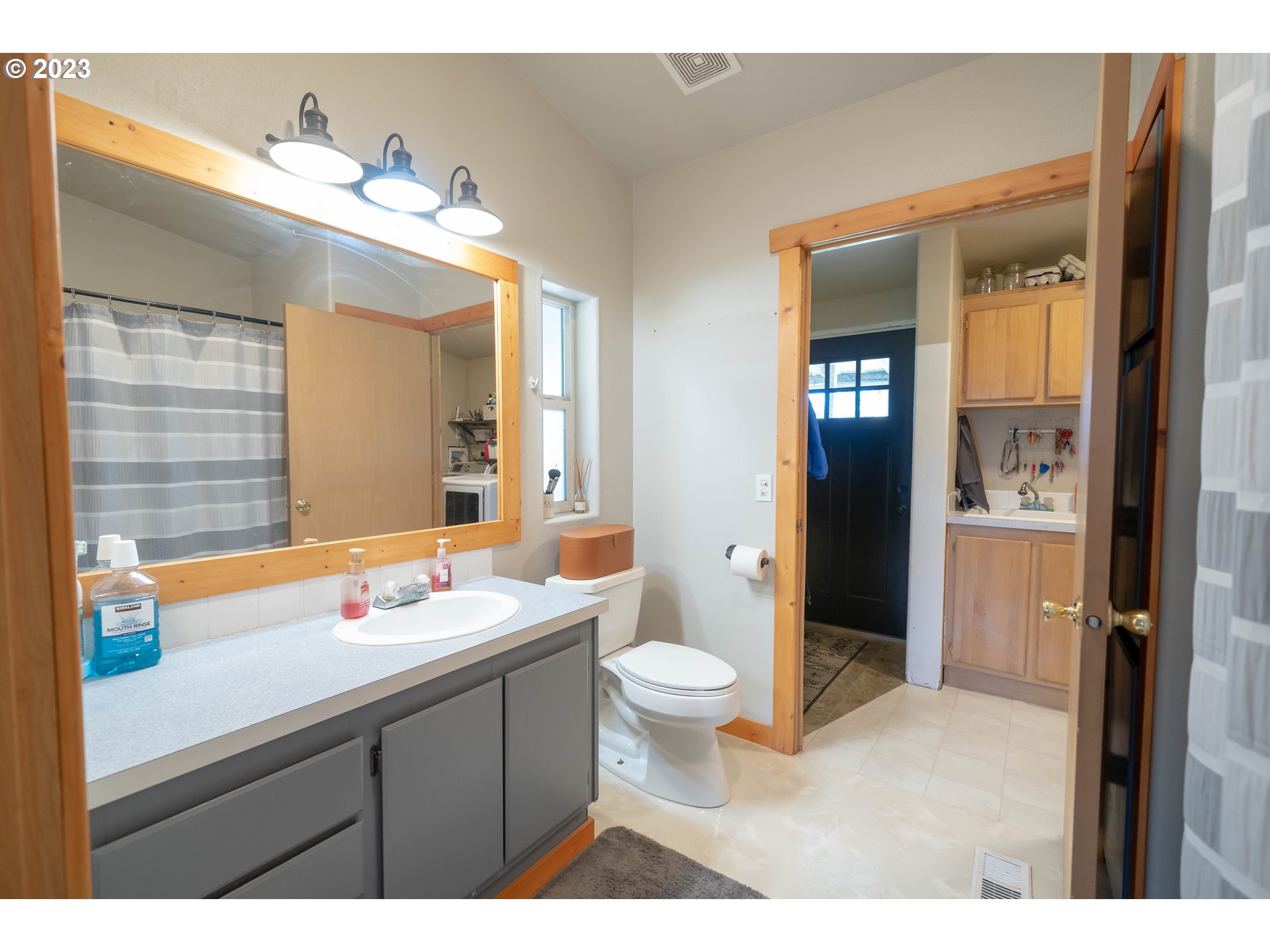 40766 North Mowitch Lyons, OR 97358 - Photo 13 of 31 a bathroom with a sink vanity granite toilet and a shower