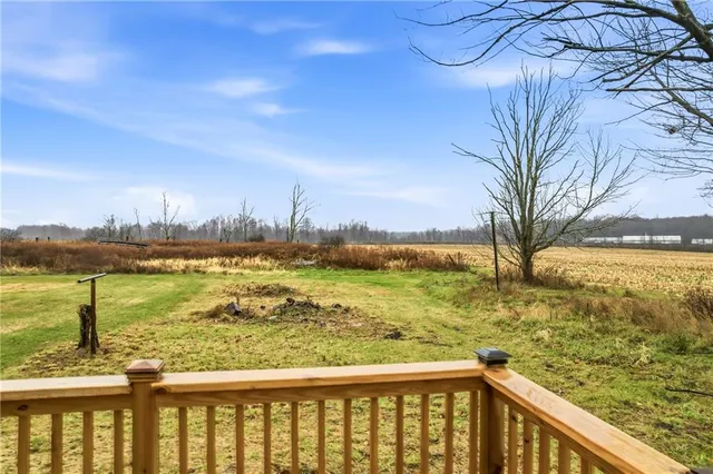 a view of a yard with snow