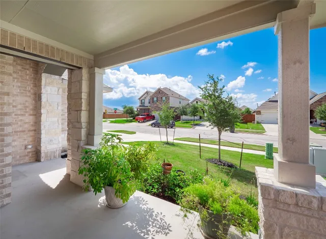 a view of a garden from a patio