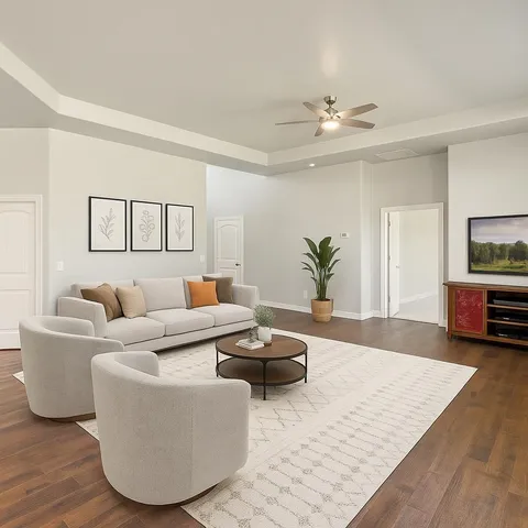 an empty room with windows