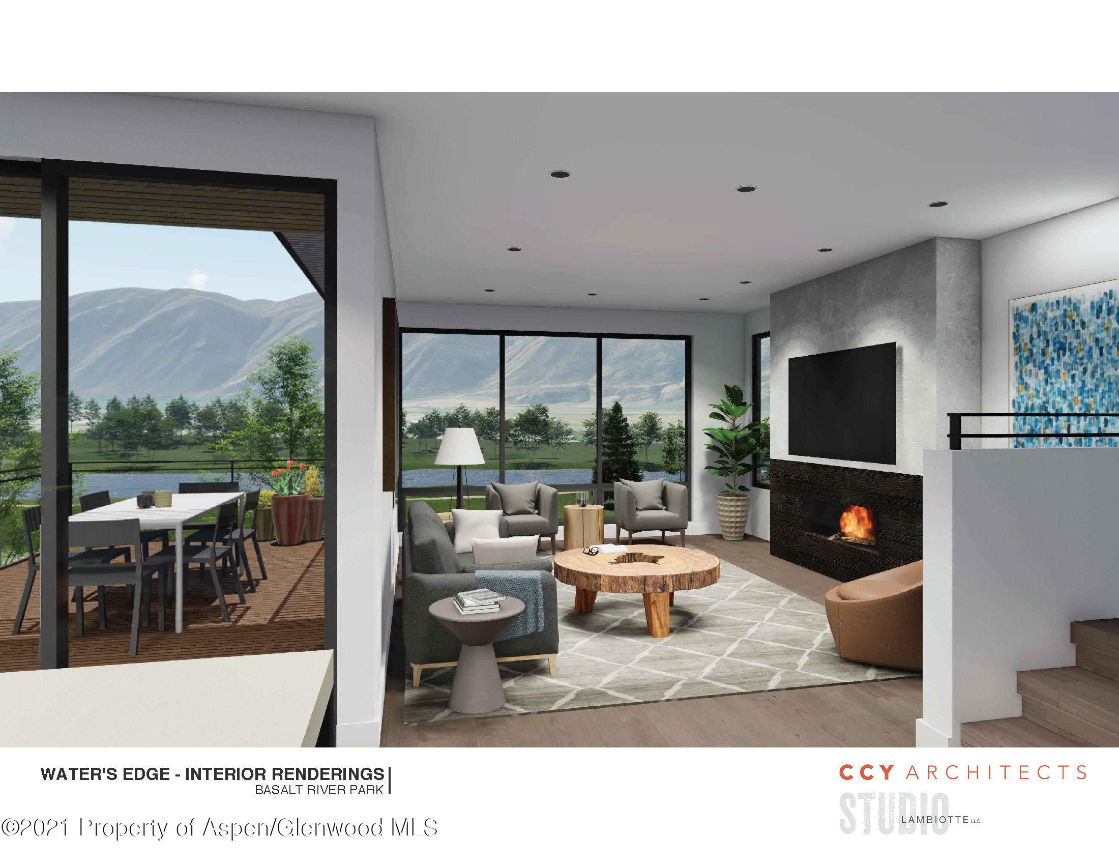 22852 Two Rivers Road, Unit R2 Basalt, CO 81621 - Photo 6 of 12 a living room with a flat screen tv and floor to ceiling window