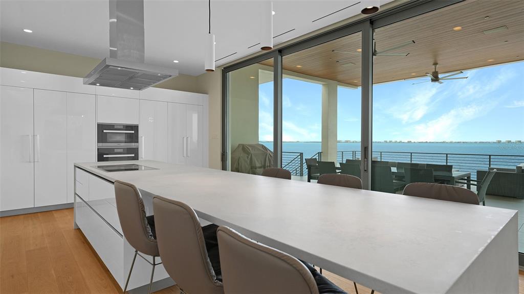 4123 Bay Shore Road Sarasota, FL 34234 - Photo 10 of 29 a kitchen with stainless steel appliances a sink a counter top space cabinets and a fireplace