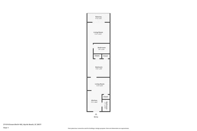 $169,900 | 2710 South Ocean Boulevard, Unit 402, Myrtle Beach, SC 29577