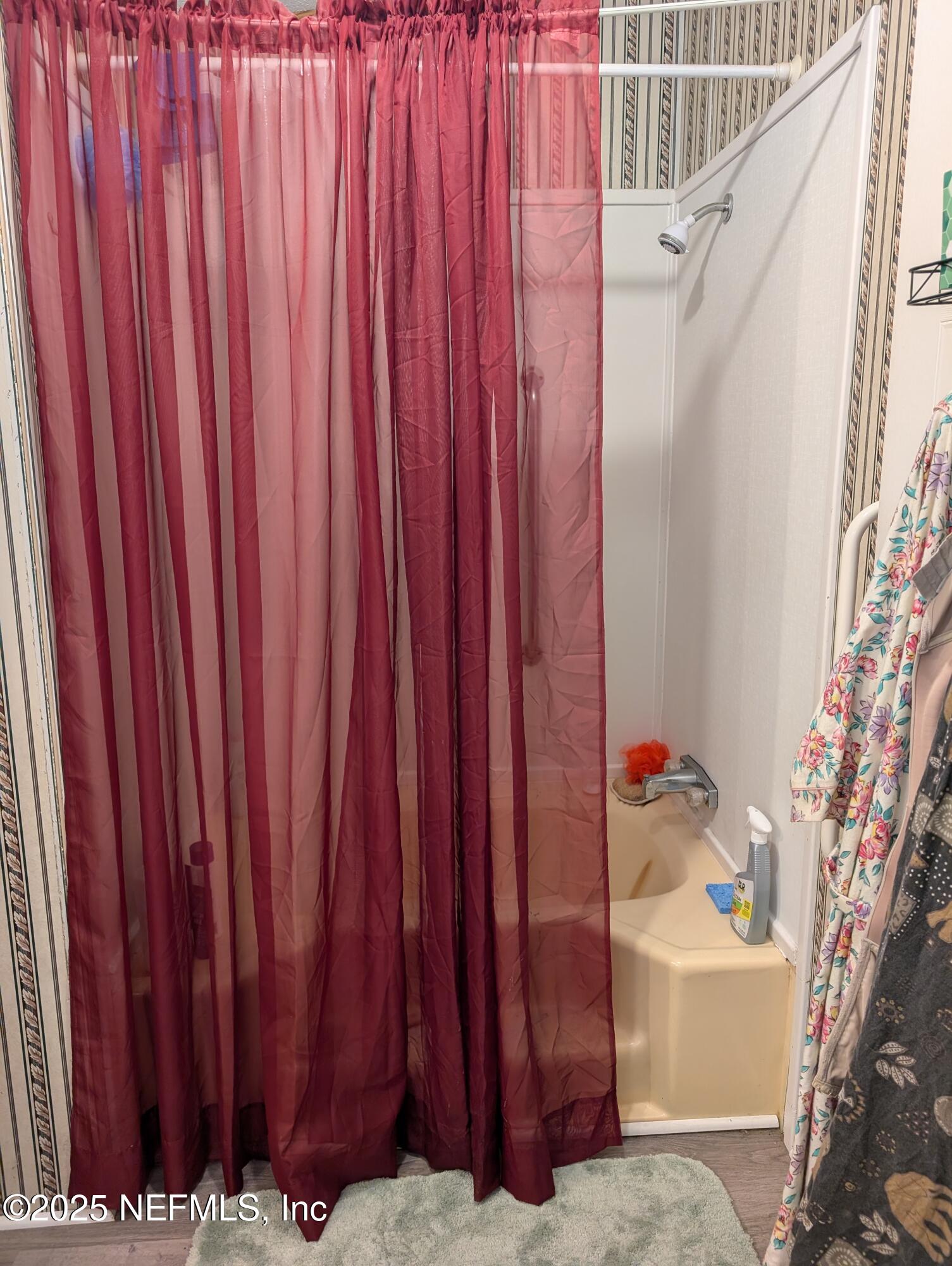 402 Shirley Street Interlachen, FL 32148 - Photo 13 of 20 a bathroom with a bathtub and shower curtain