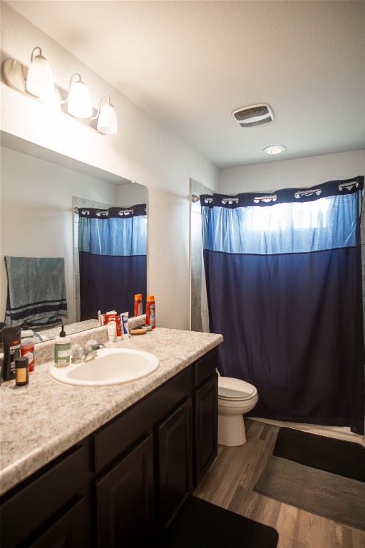 124 Guemal Road Buda, TX 78610 - Photo 11 of 14 a bathroom with a sink a toilet a mirror and shower