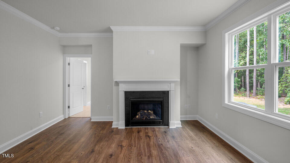 2222 Redpoll Drive Apex, NC 27539 - Photo 16 of 38 an empty room with wooden floor fireplace and windows