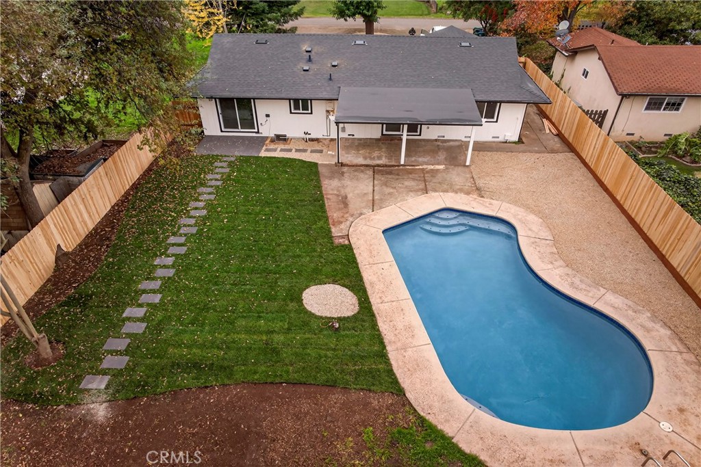1623 Diamond Chico, CA 95928 - Photo 48 of 51 an aerial view of a house with swimming pool and patio