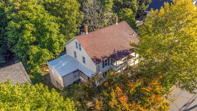 an aerial view of a house