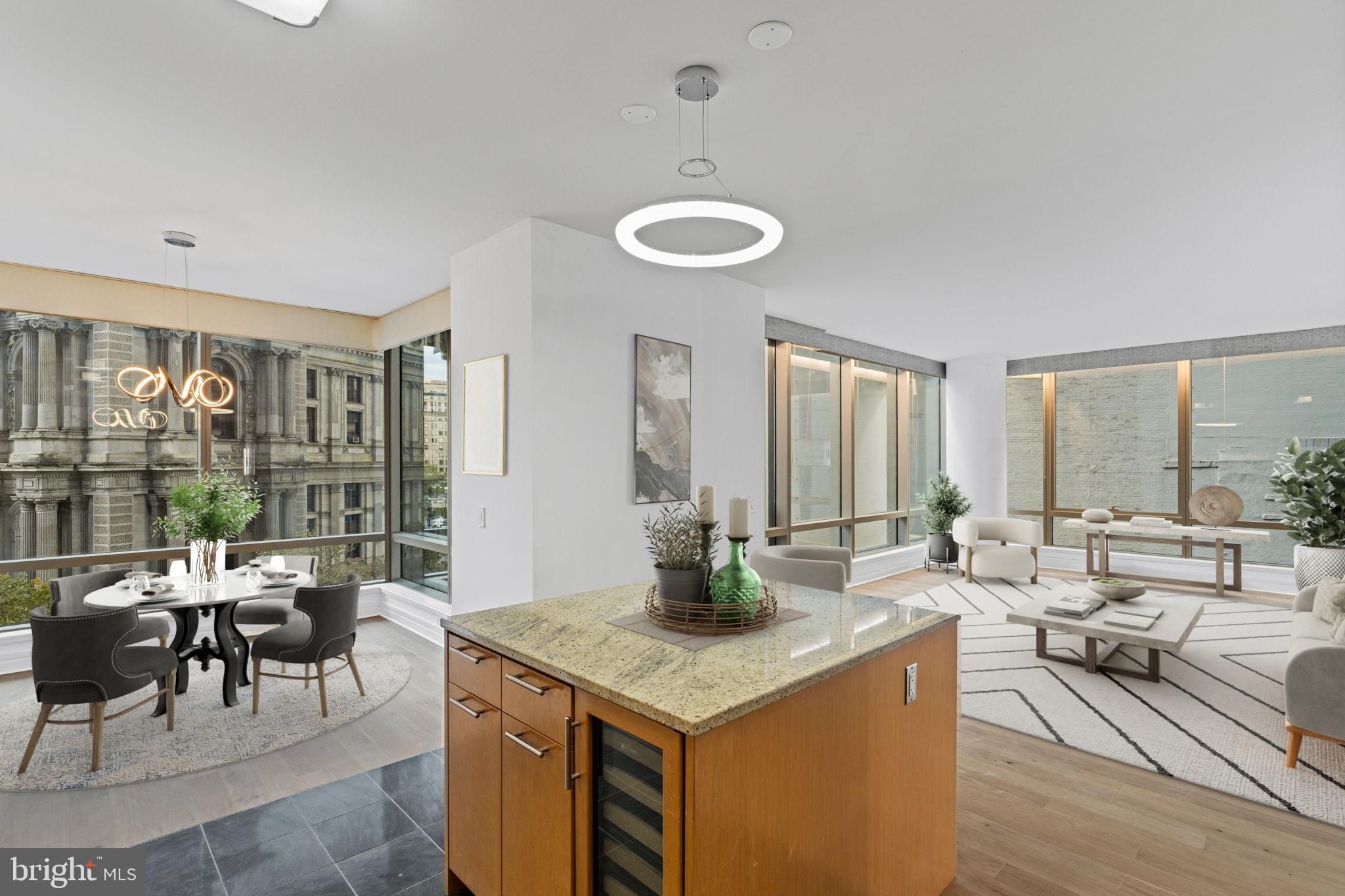 1414 South Penn Square, Unit 5B Philadelphia, PA 19102 - Photo 31 of 38 Kitchen & Dining Open floor plan, Views Staged