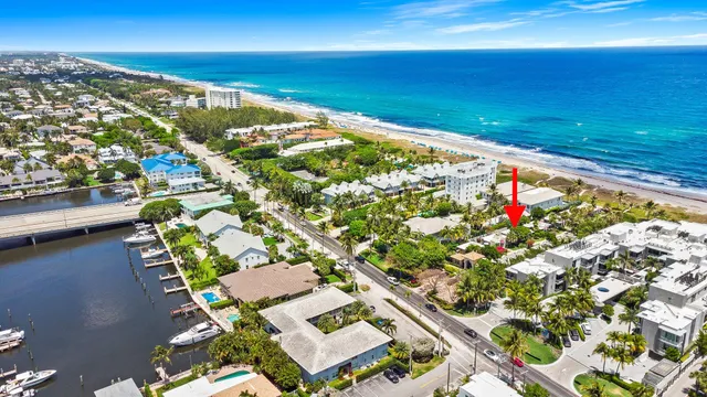 an aerial view of beach and ocean