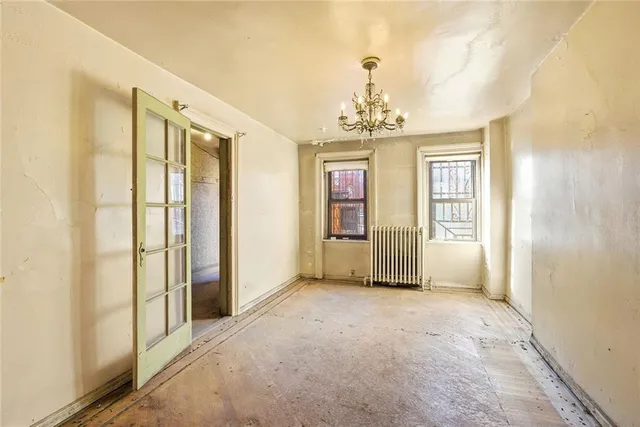a view of a livingroom with a chandelier