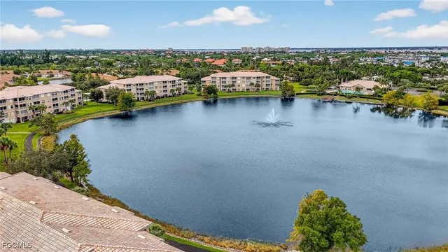 a view of a city with lawn chairs