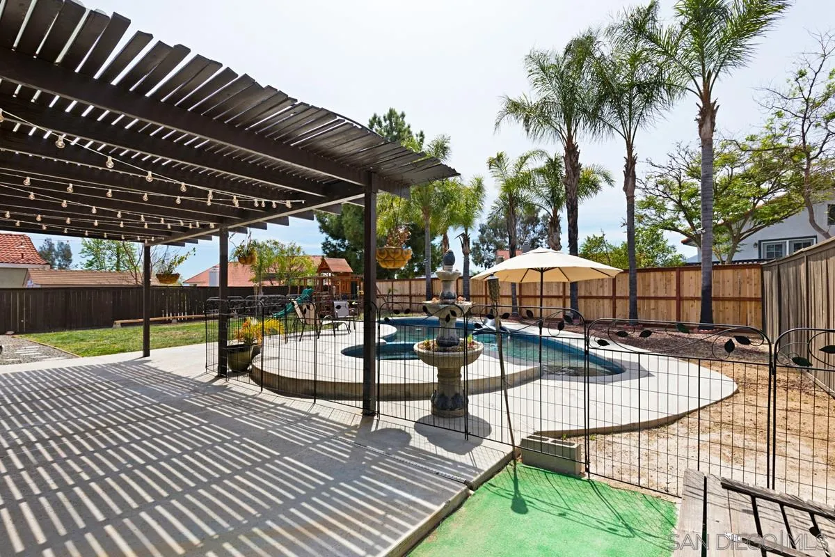 22895 Temet Street Wildomar, CA 92595 - Photo 27 of 36 a view of a swimming pool with a patio