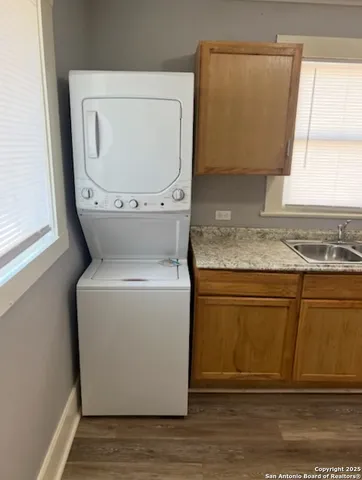 a utility room with a washer and dryer