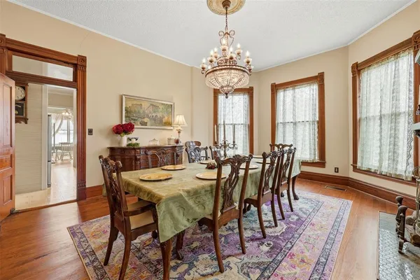 a large kitchen with a lot of counter space and living room