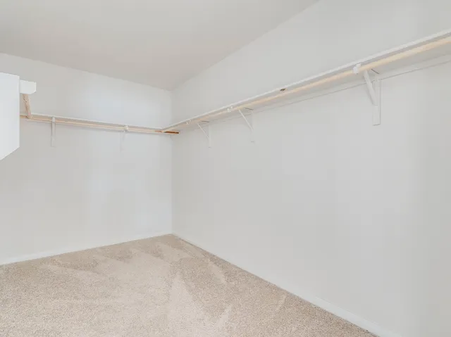 a view of an empty walk in closet