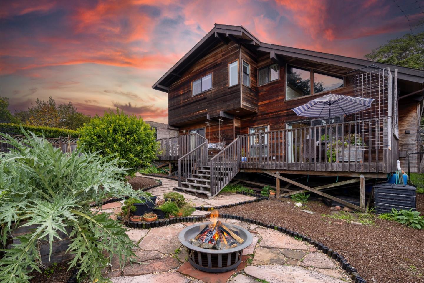 323 Los Altos Drive Aptos, CA 95003 - Photo 27 of 36 a front view of a house with a yard and a fountain