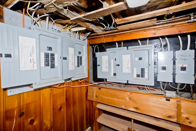 a backyard of a house with sofas