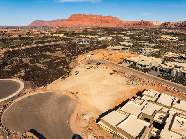 0 St. George, UT 84770 - Photo 11 of 22 Aerial view of residential area with a mountainous background and a desert landscape