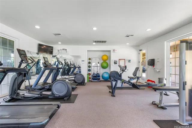 a view of a room with gym equipment