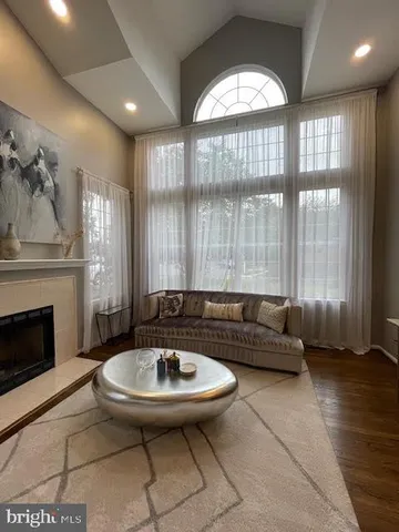 a view of a livingroom with a chandelier