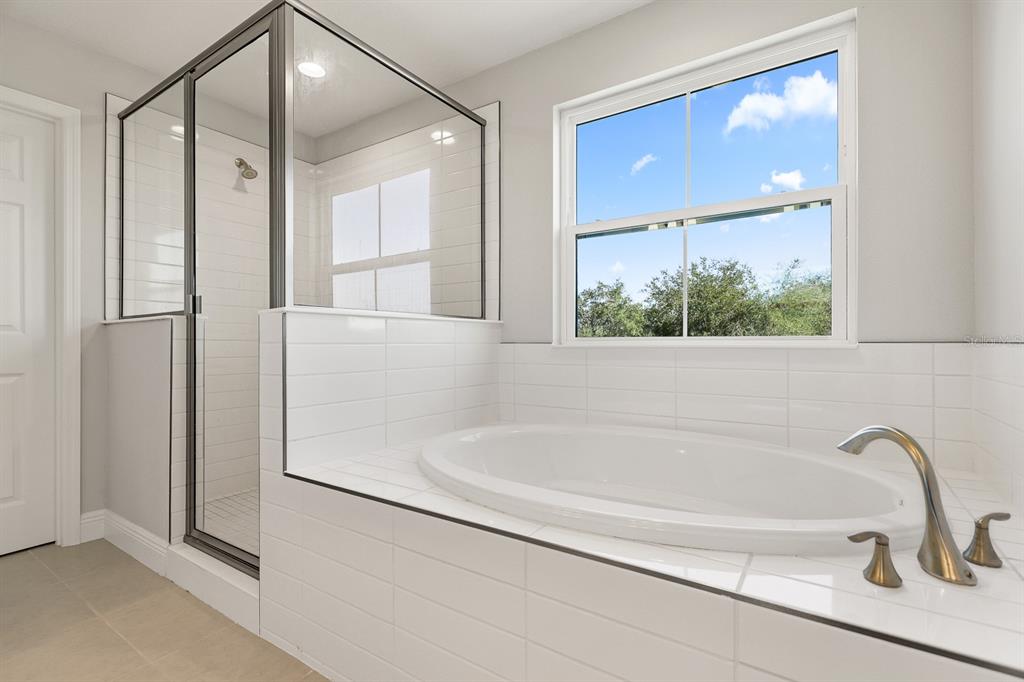 14671 Horse Trot Road Lithia, FL 33547 - Photo 18 of 40 a bathroom with a bathtub and a shower