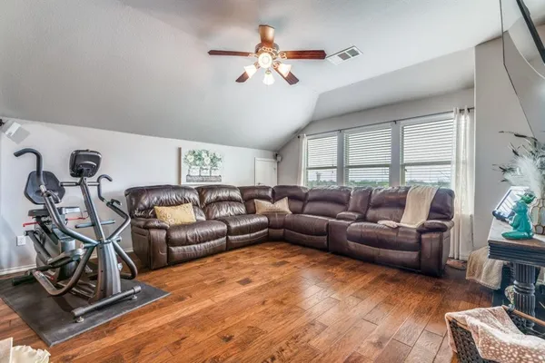 a living room with furniture