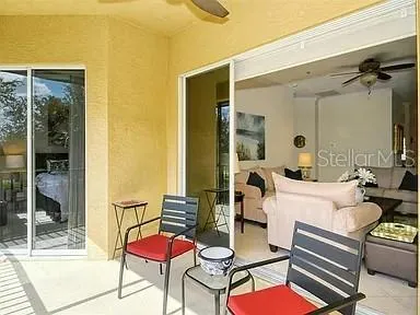 a balcony view with a outdoor space