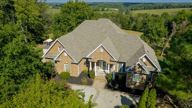 an aerial view of a house