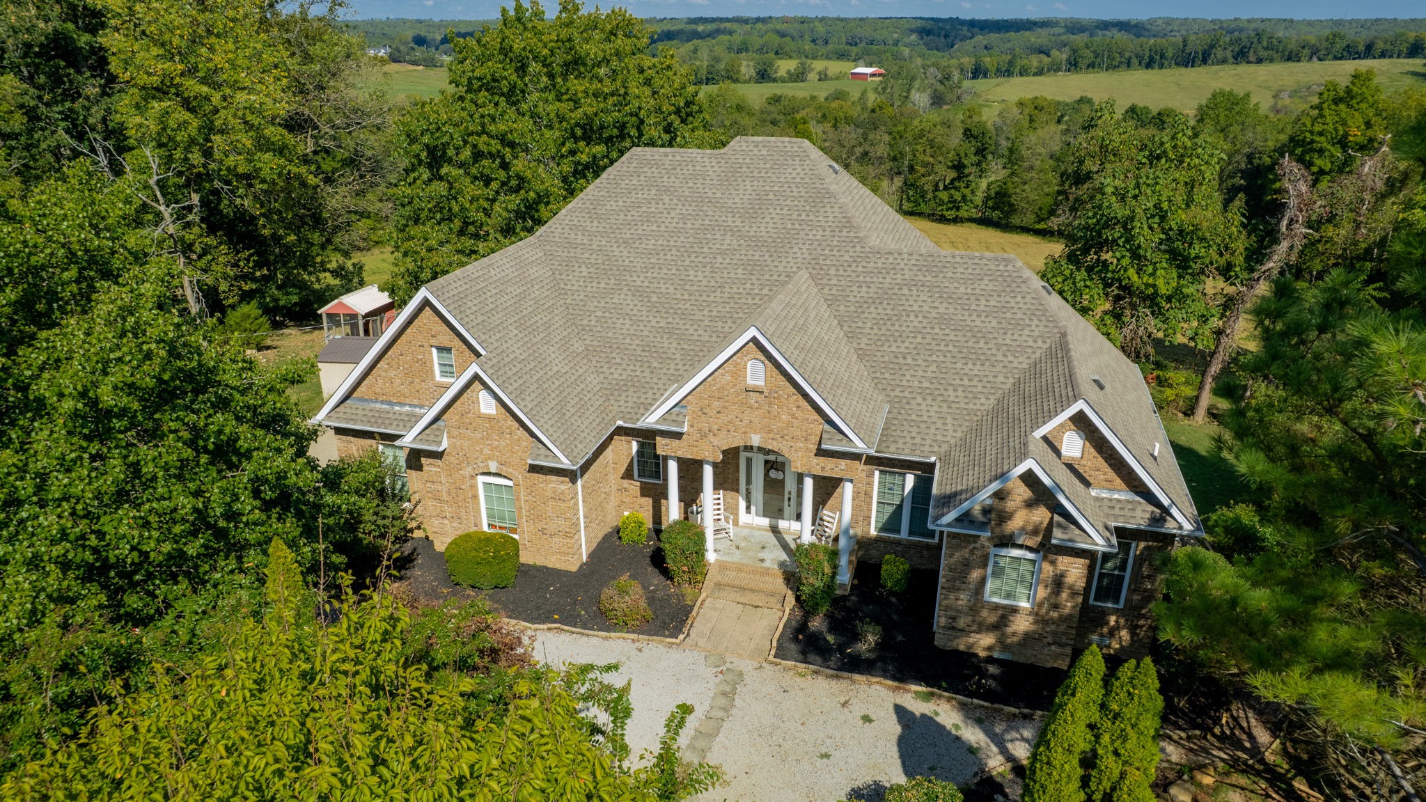 an aerial view of a house