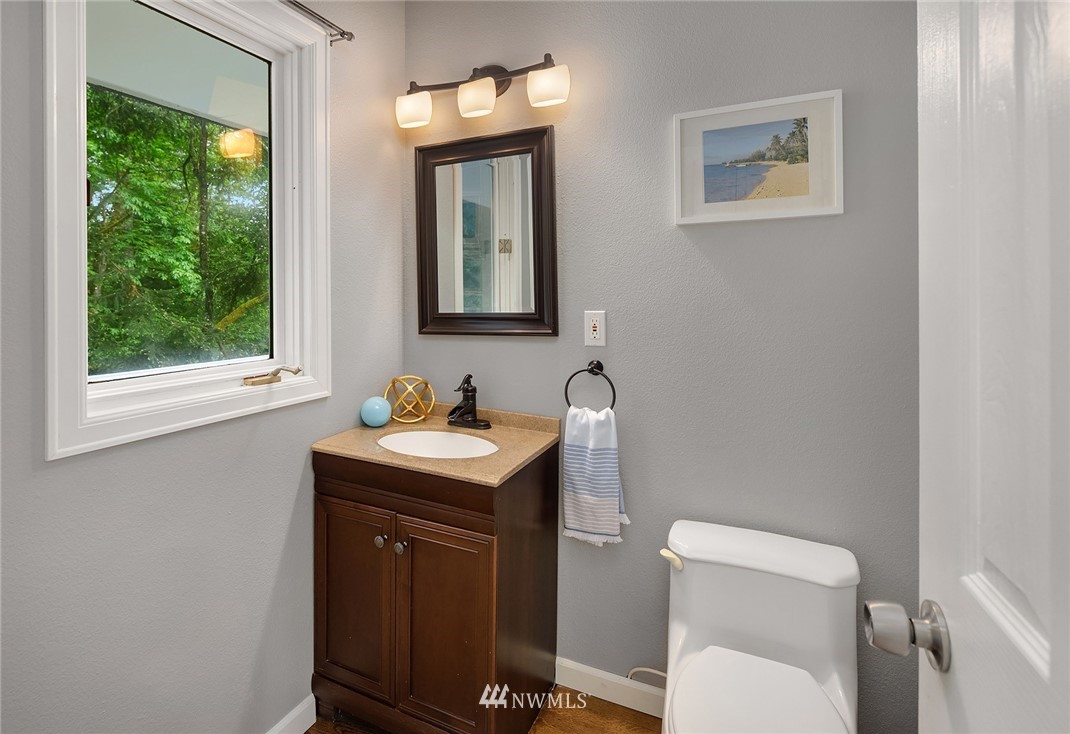 27819 Southeast Issaquah-Fall City Road Fall City, WA 98024 - Photo 17 of 39 a bathroom with a toilet a sink and mirror