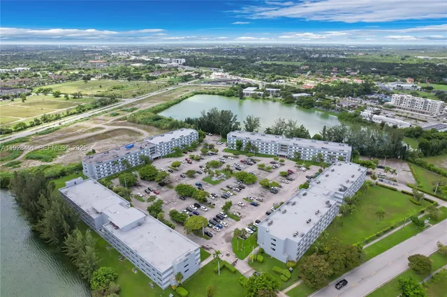 an aerial view of beach and city